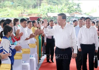 Tổng Bí Thư Tô Lâm dự Lễ khởi công Trường liên cấp Tiểu học, THCS xã Si Pa Phìn, tỉnh Điện Biên