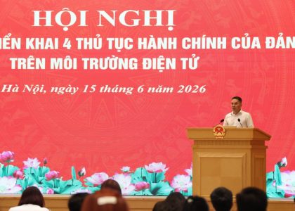 Đảng bộ Chính phủ triển khai 4 thủ tục hành chính của Đảng trên môi trường điện tử