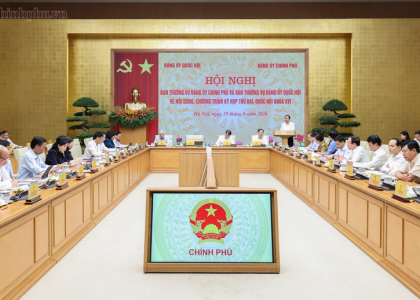 Hội nghị Ban Thường vụ Đảng ủy Quốc hội với Ban Thường vụ Đảng ủy Chính phủ